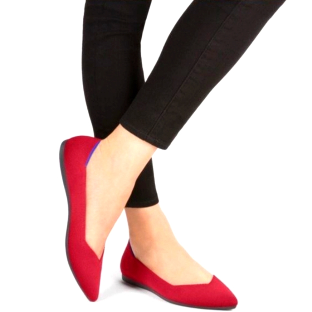 Rothy's Cherry Red (Retired) Pointed Toe Flats.